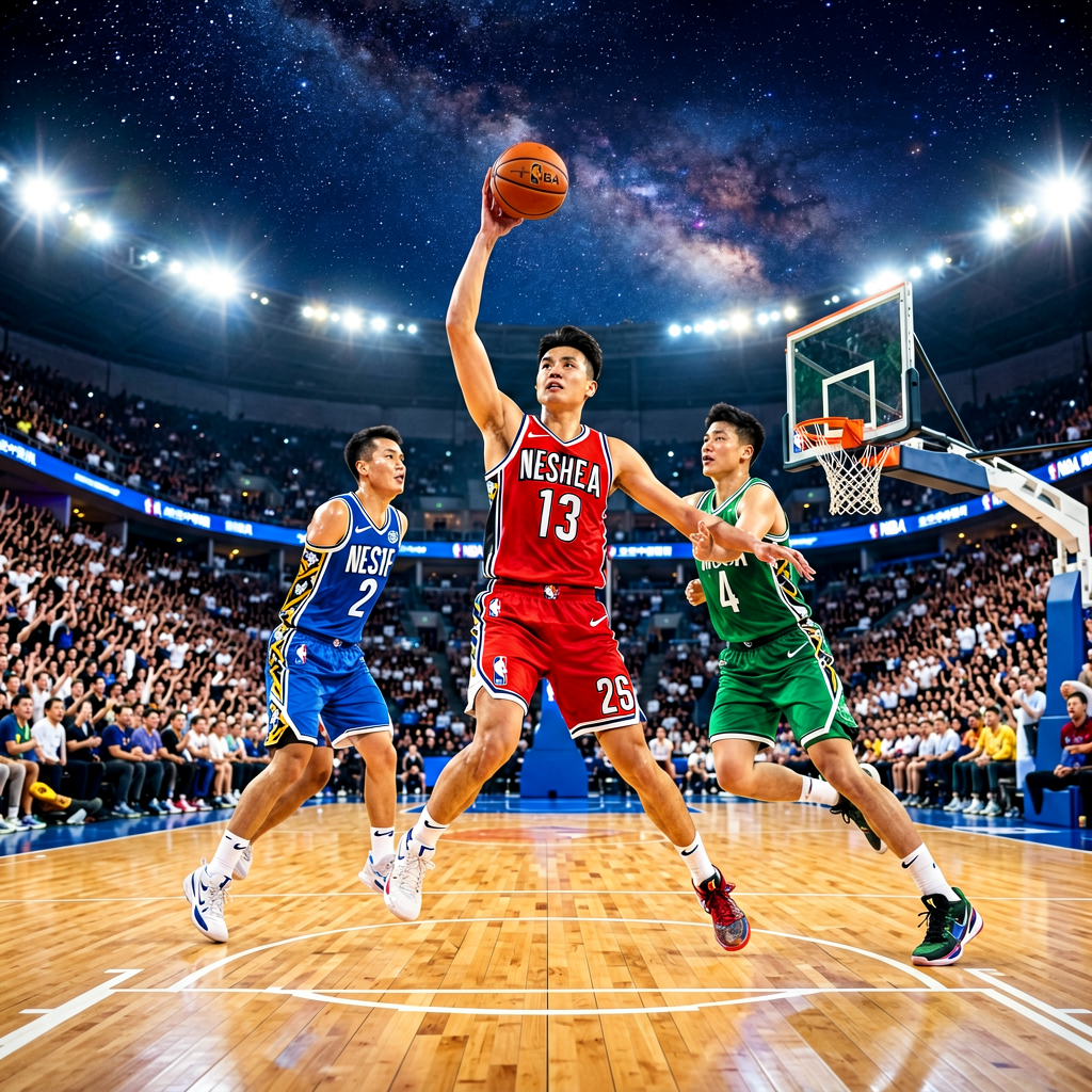 星空官网篮球赛事板块，展示篮球比赛场景与数据